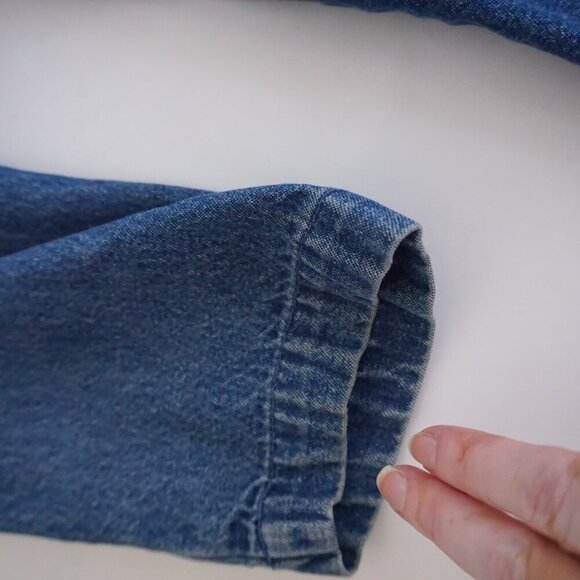 Vintage Northcrest Blue Denim Leaf Leaves Applique Button Cotton Jacket 18/20 - Picture 12 of 15